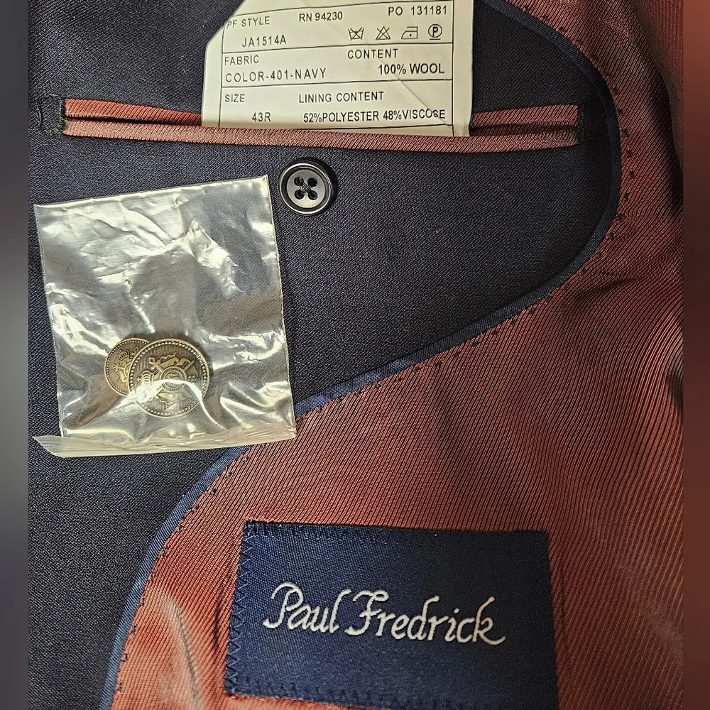 Paul Fredrick‎ 43R Navy Wool Blazer